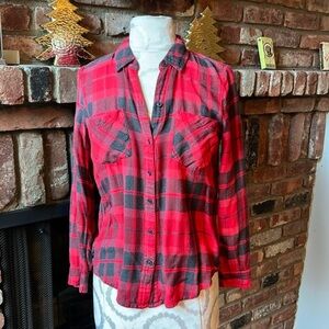 ***SO SOFT & COZY*** Lucky Brand‎ Plaid Boyfriend Flannel Shirt